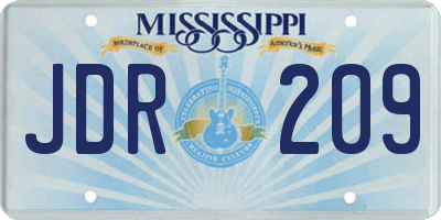 MS license plate JDR209