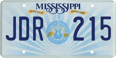 MS license plate JDR215