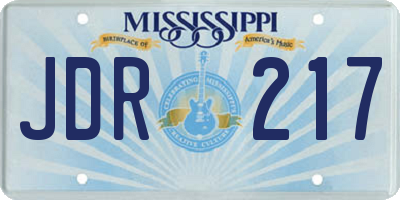 MS license plate JDR217