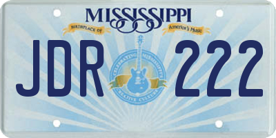 MS license plate JDR222