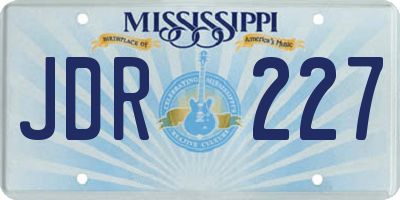MS license plate JDR227