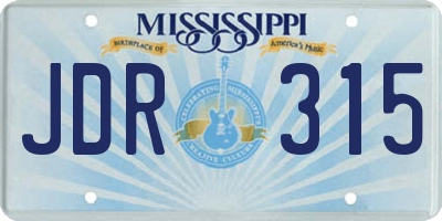 MS license plate JDR315