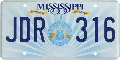 MS license plate JDR316