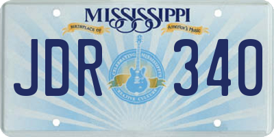 MS license plate JDR340