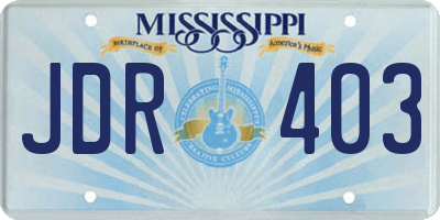 MS license plate JDR403
