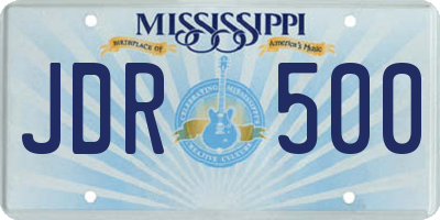 MS license plate JDR500