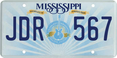 MS license plate JDR567