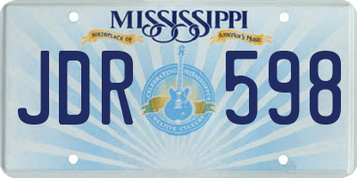 MS license plate JDR598