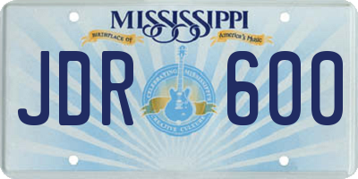 MS license plate JDR600