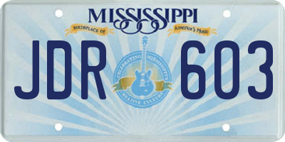 MS license plate JDR603
