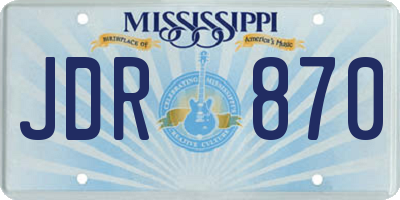 MS license plate JDR870
