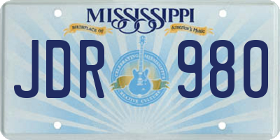 MS license plate JDR980