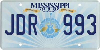 MS license plate JDR993