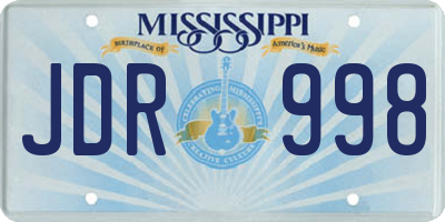 MS license plate JDR998