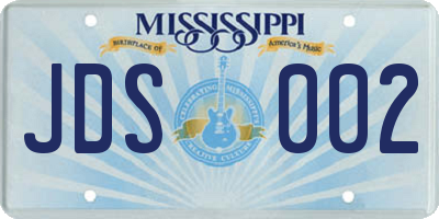 MS license plate JDS002