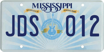 MS license plate JDS012