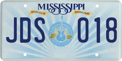 MS license plate JDS018