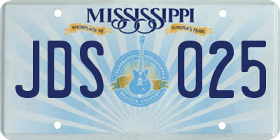 MS license plate JDS025