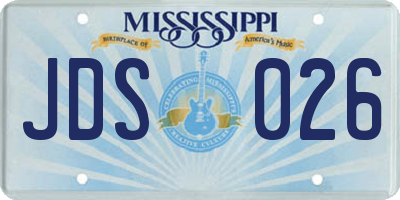 MS license plate JDS026