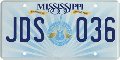 MS license plate JDS036