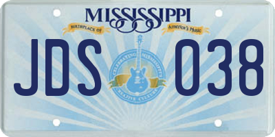 MS license plate JDS038