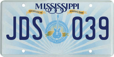 MS license plate JDS039