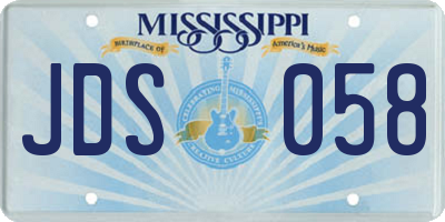 MS license plate JDS058