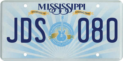 MS license plate JDS080