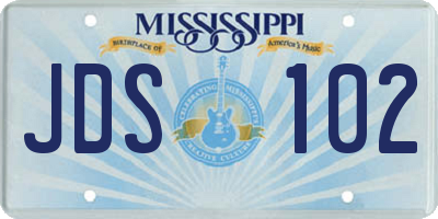 MS license plate JDS102