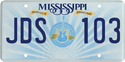 MS license plate JDS103