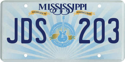 MS license plate JDS203