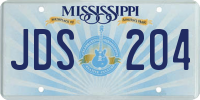 MS license plate JDS204