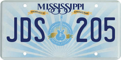 MS license plate JDS205