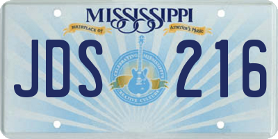 MS license plate JDS216