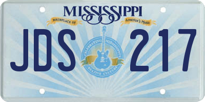 MS license plate JDS217