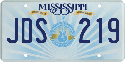 MS license plate JDS219
