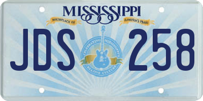 MS license plate JDS258