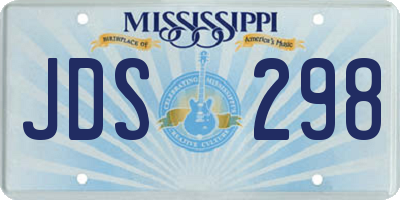 MS license plate JDS298