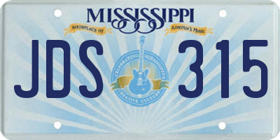 MS license plate JDS315