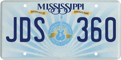 MS license plate JDS360