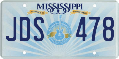 MS license plate JDS478