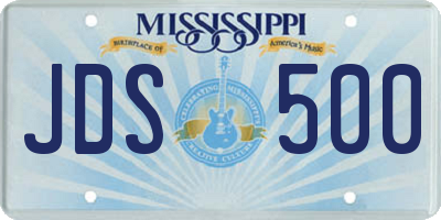 MS license plate JDS500