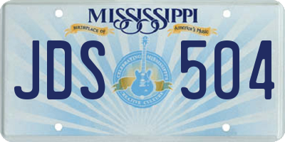 MS license plate JDS504