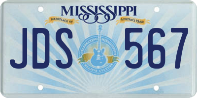 MS license plate JDS567