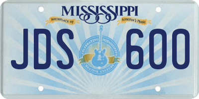 MS license plate JDS600