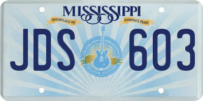 MS license plate JDS603
