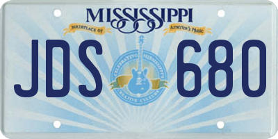 MS license plate JDS680