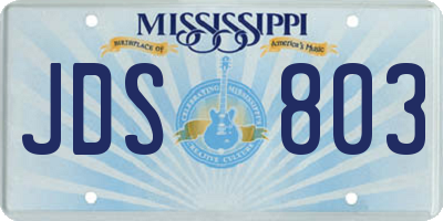 MS license plate JDS803