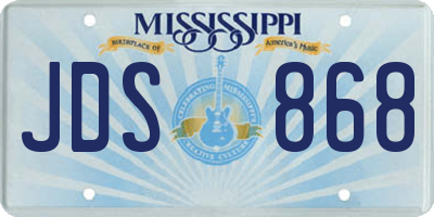 MS license plate JDS868