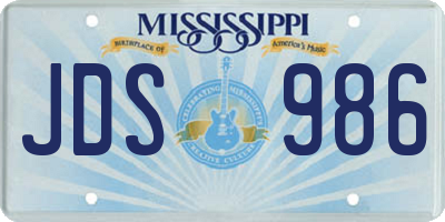 MS license plate JDS986